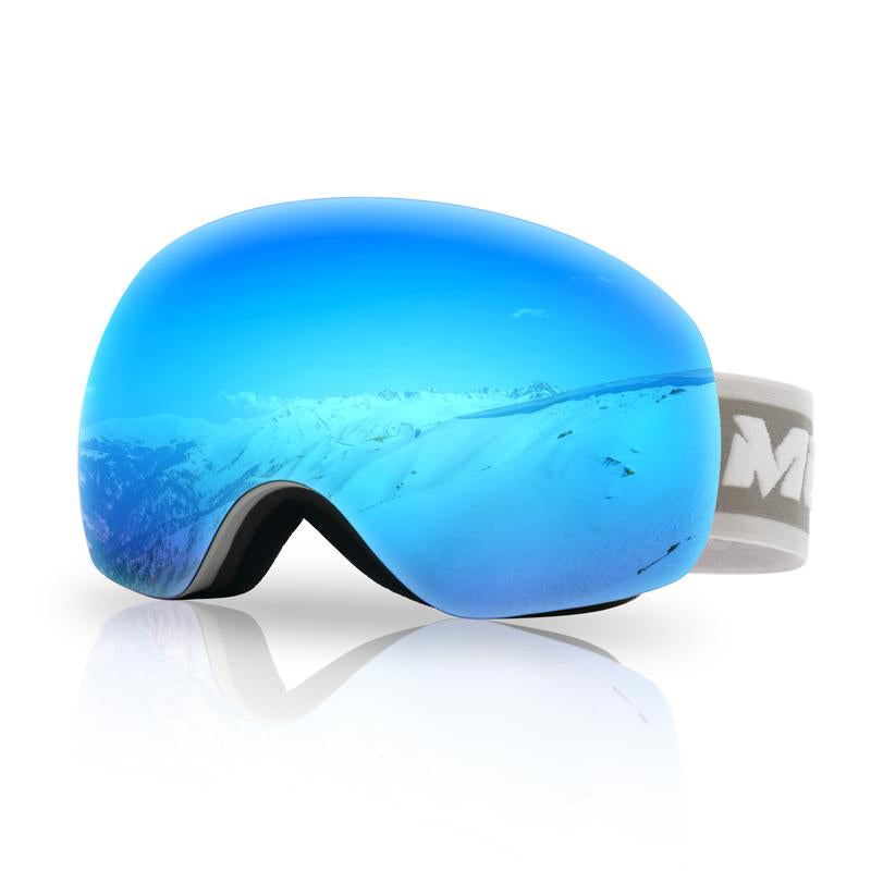 MEELOOG Ski Goggles Frameless OTG Snowboard Goggles Anti-Fog 100% UV400 Protection for Men Women with Double-Layer Spherical Lenses & Non-Slip Strap
