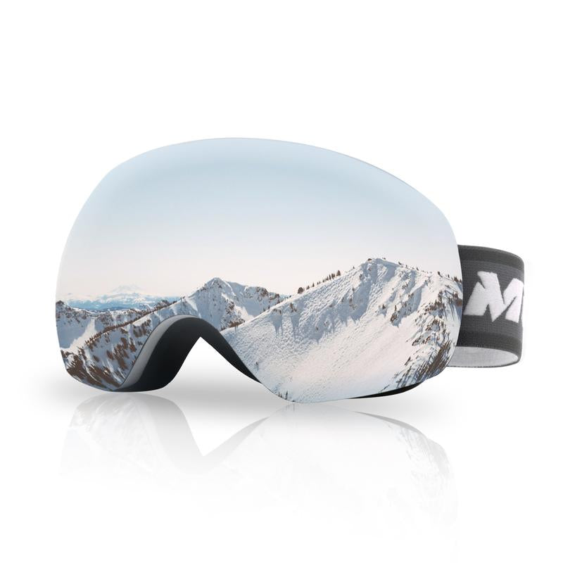 MEELOOG Ski Goggles Frameless OTG Snowboard Goggles Anti-Fog 100% UV400 Protection for Men Women with Double-Layer Spherical Lenses & Non-Slip Strap