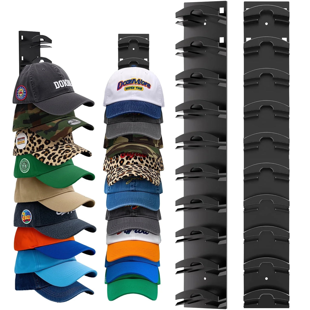 Hat Organizer for Baseball Caps 2Pack, Hat Rack for Wall with Strong Adhesive Hold up to 20 Hats, Hat Hanger Holder Display for Door Closet