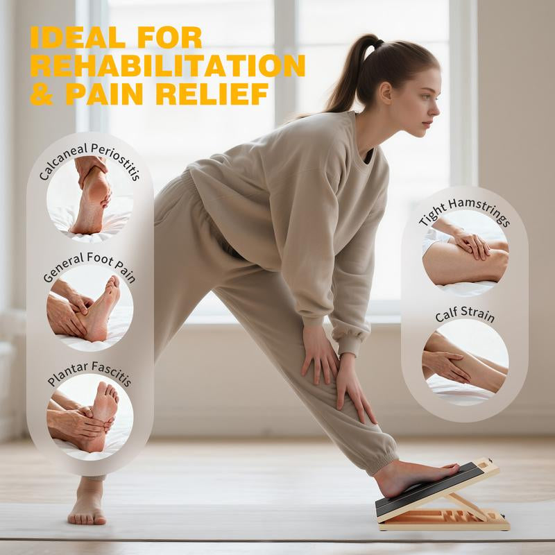 Slant Board for Calf Stretching, Adjustable Portable Wooden Board with 2 Resistance Bands & Training Poster,300 Lbs Weight Capacity Calf Stretch Wedge for Legs, Knees & Flexibility