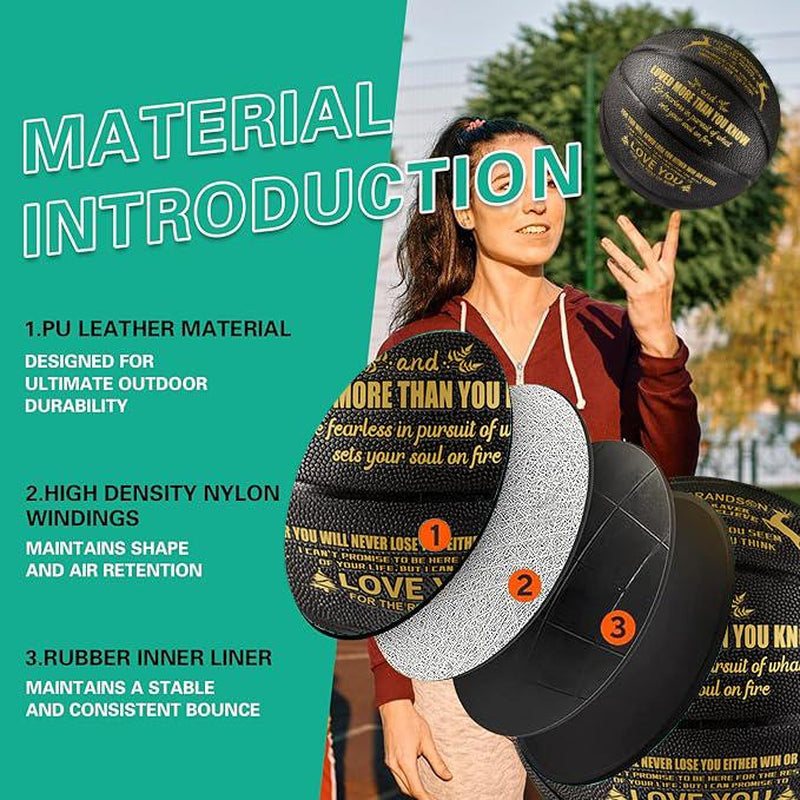 Moactiv a Special Basketball to Show Your Grandson How Much You Love Them - Perfect Christmas Gift for Grandson!, International Standard Size(With a Pump)