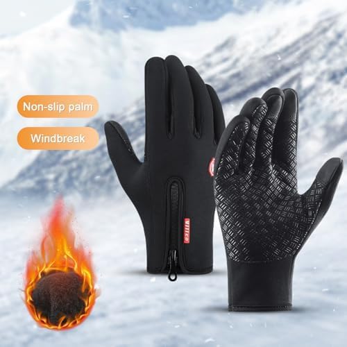 Insulated Thermal Winter Gloves with Touchscreen Compatibility - Waterproof Design for Outdoor Sports