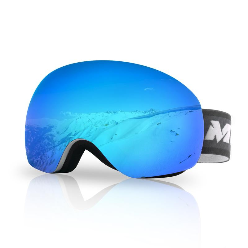 MEELOOG Ski Goggles Frameless OTG Snowboard Goggles Anti-Fog 100% UV400 Protection for Men Women with Double-Layer Spherical Lenses & Non-Slip Strap