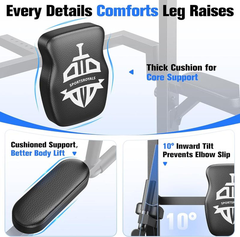 Sportsroyals Power Tower Pull up Bar Station, 450LBS Stable Pull up Dip Station for Home Gym Strength Training Equipment