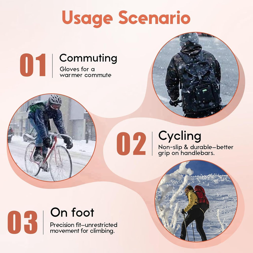 Insulated Thermal Winter Gloves with Touchscreen Compatibility - Waterproof Design for Outdoor Sports