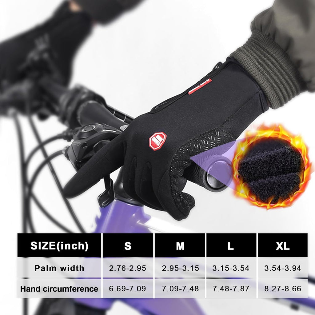 Insulated Thermal Winter Gloves with Touchscreen Compatibility - Waterproof Design for Outdoor Sports