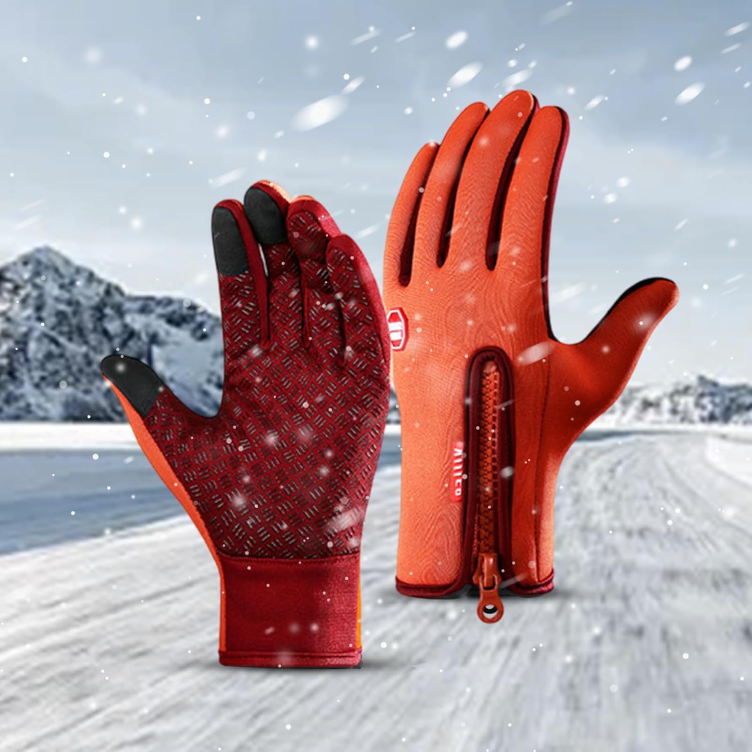 Insulated Thermal Winter Gloves with Touchscreen Compatibility - Waterproof Design for Outdoor Sports