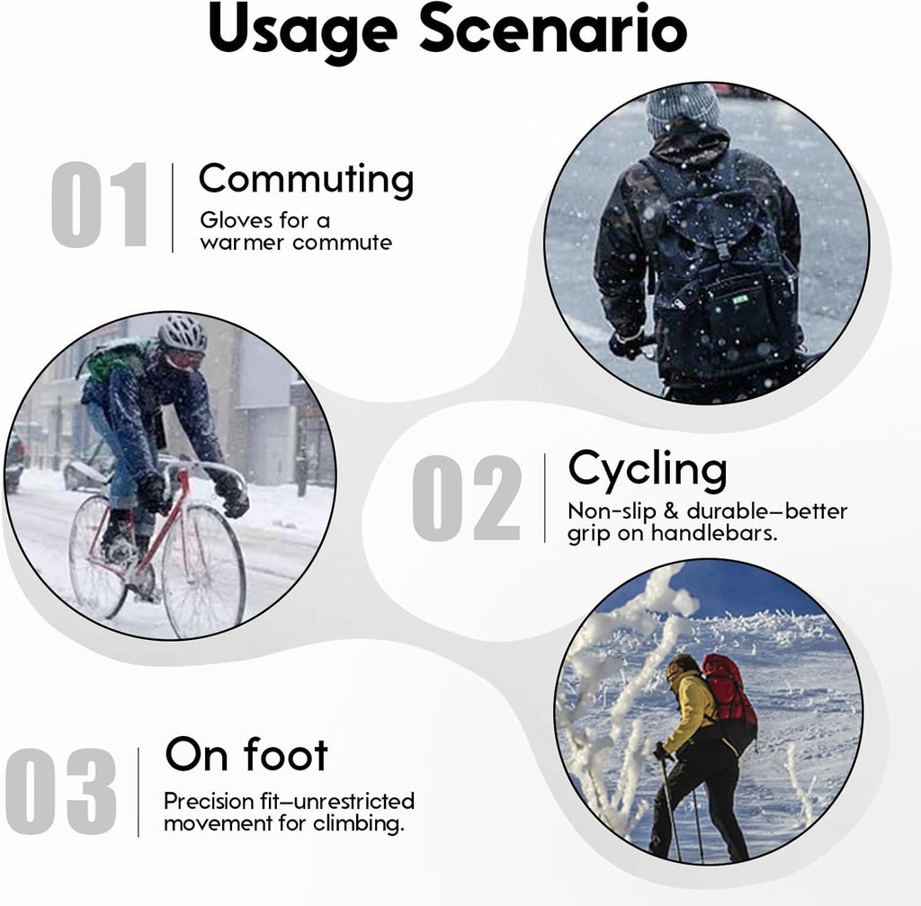 Insulated Thermal Winter Gloves with Touchscreen Compatibility - Waterproof Design for Outdoor Sports