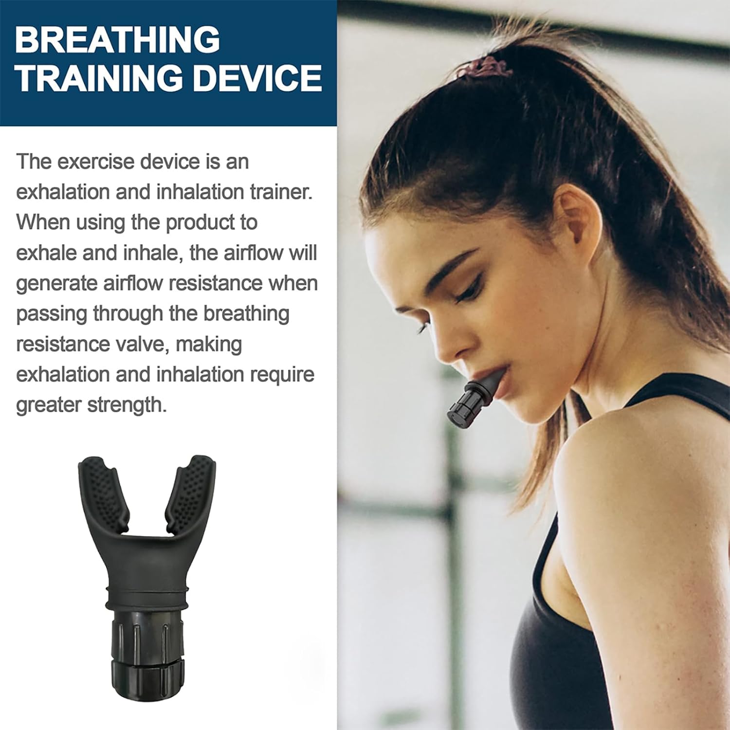 Breathing Training Device, Portable Adjustable Resistance Lung Exerciser, Silicone Adjust Resistance Lung Exerciser Device Handheld, for Daily Care and Exercise