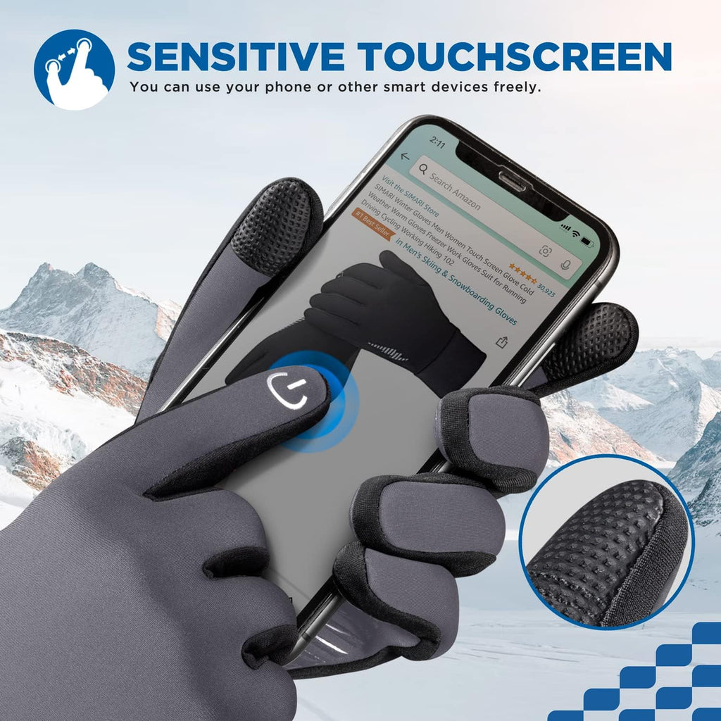 SIMARI Winter Thermal Gloves Men Women Touchscreen Anti-Slip Windproof Gloves Cold Weather Gloves for Driving Cycling Skiing Working Outdoor