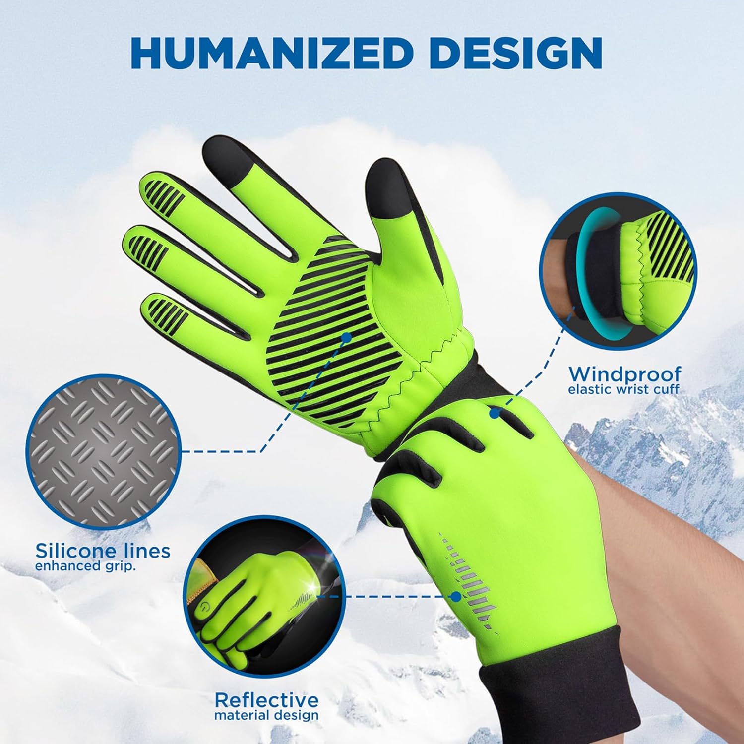 SIMARI Winter Thermal Gloves Men Women Touchscreen Anti-Slip Windproof Gloves Cold Weather Gloves for Driving Cycling Skiing Working Outdoor