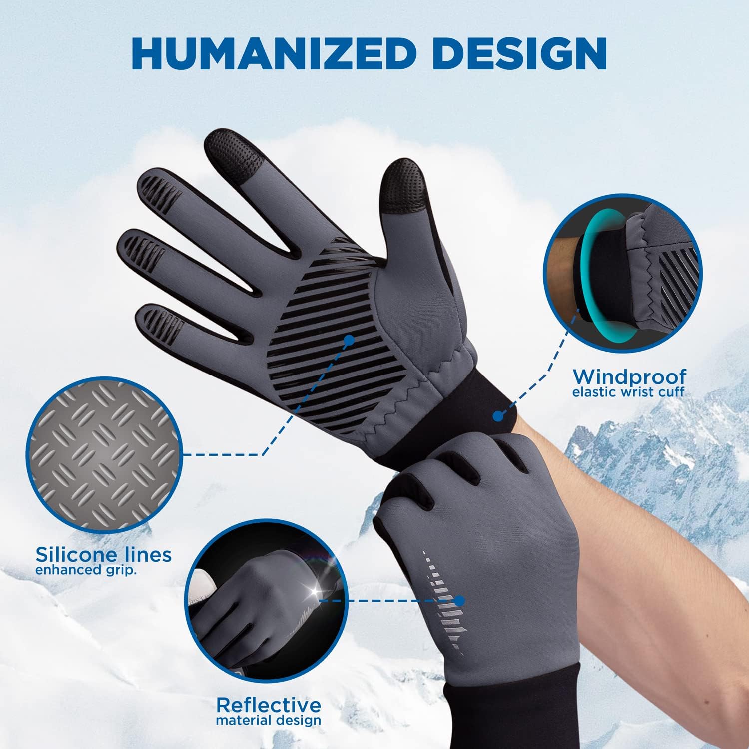 SIMARI Winter Thermal Gloves Men Women Touchscreen Anti-Slip Windproof Gloves Cold Weather Gloves for Driving Cycling Skiing Working Outdoor