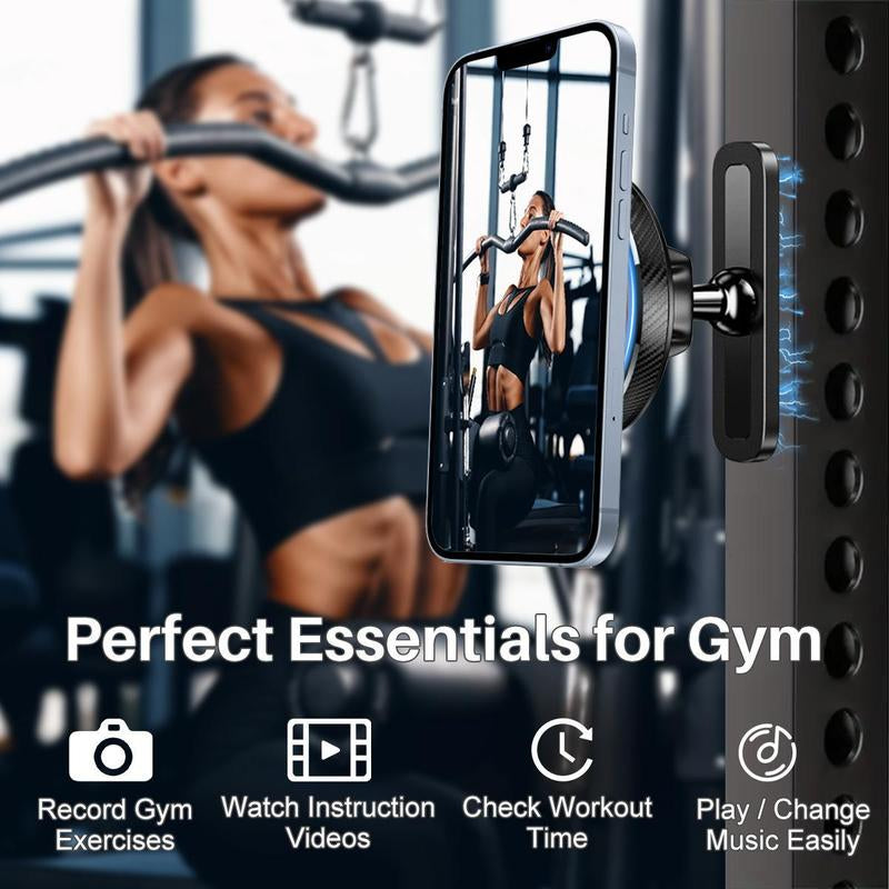 Magnetic Phone Holder Mount Attach to Any Metal Surface for Gym Golf Cart, 360 Degree Rotation Alloy Stand , Adjustable Stand for All Mobile Phones,Outdoor Indoor Sports Christmas Gift,New Yeargift