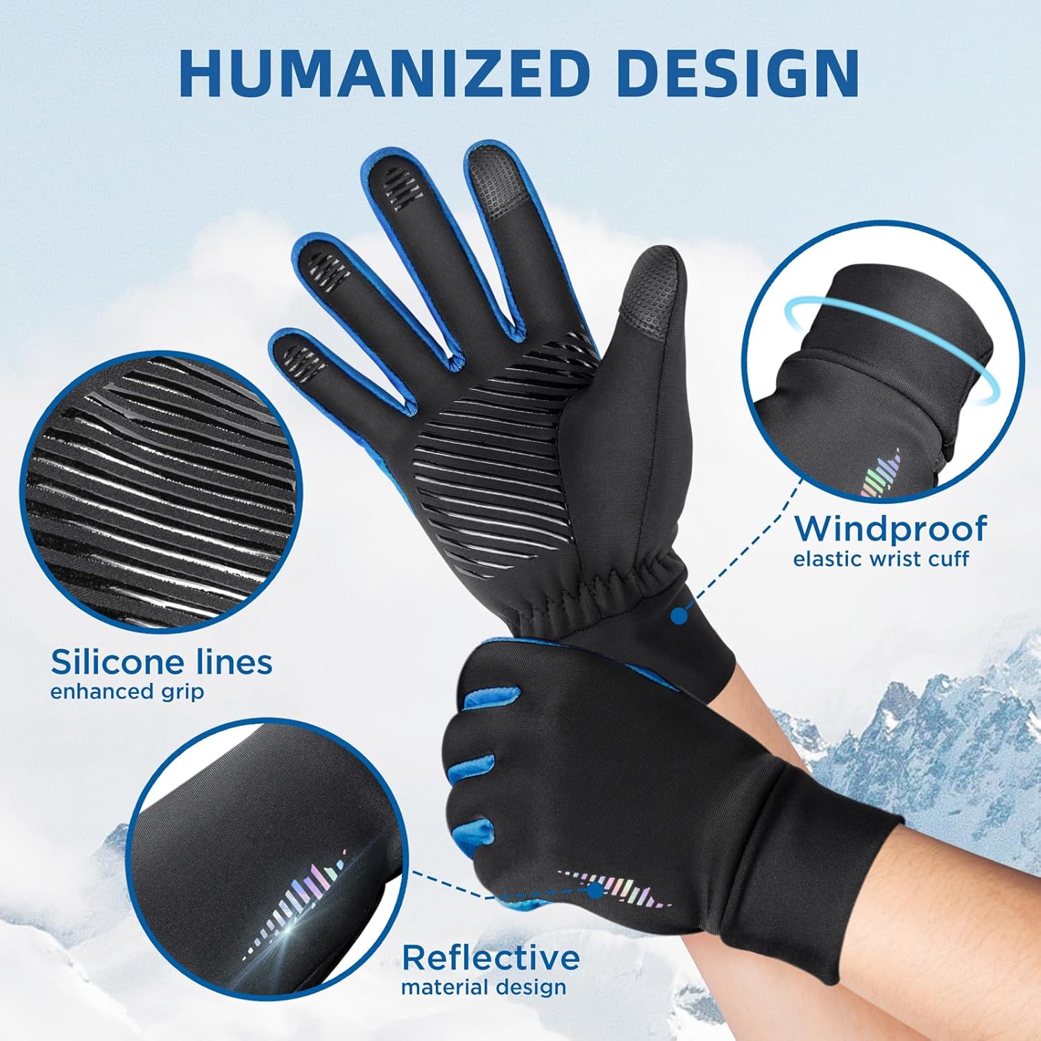SIMARI Winter Thermal Gloves Men Women Touchscreen Anti-Slip Windproof Gloves Cold Weather Gloves for Driving Cycling Skiing Working Outdoor