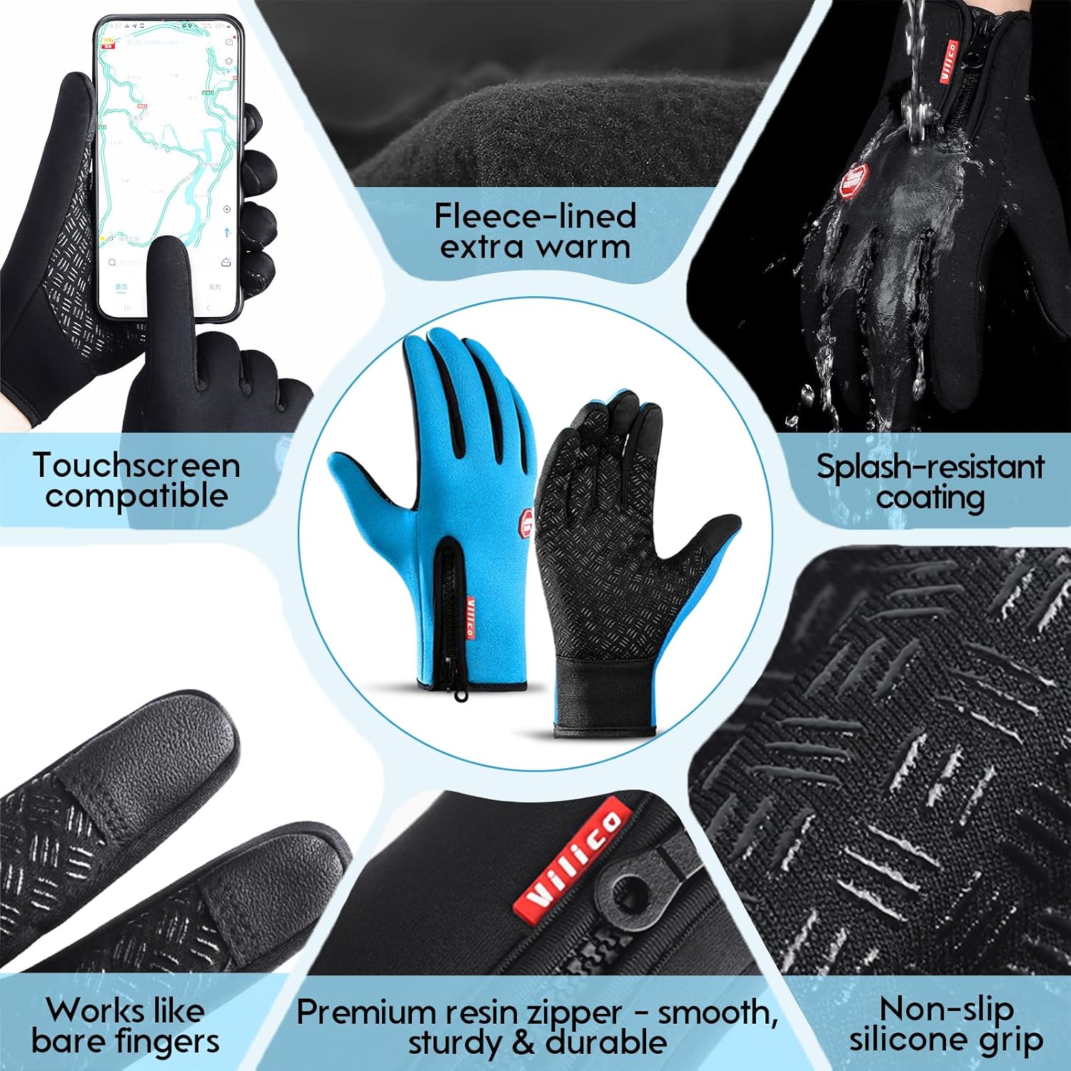 Insulated Thermal Winter Gloves with Touchscreen Compatibility - Waterproof Design for Outdoor Sports