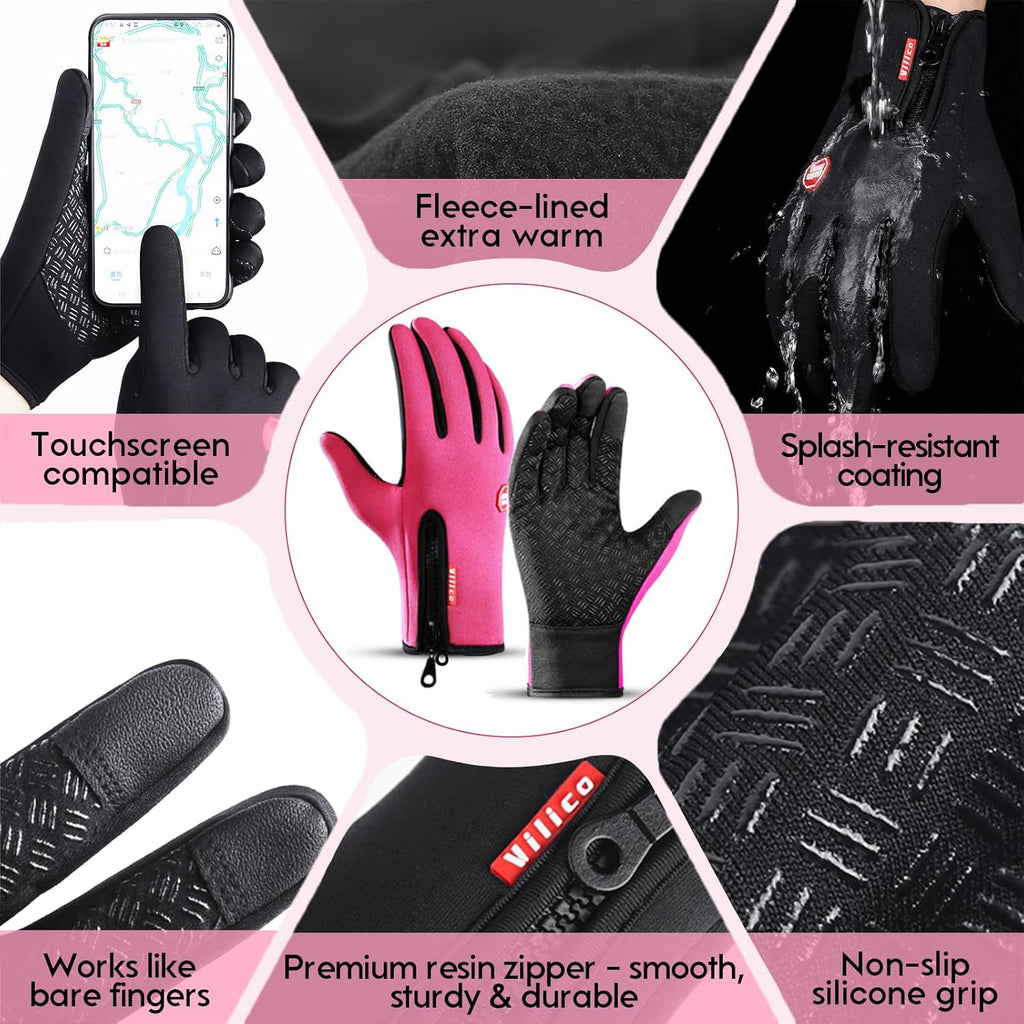 Insulated Thermal Winter Gloves with Touchscreen Compatibility - Waterproof Design for Outdoor Sports