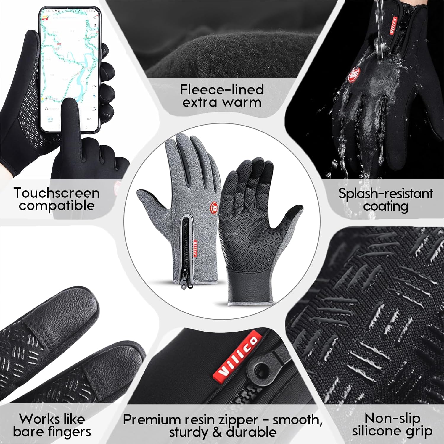 Insulated Thermal Winter Gloves with Touchscreen Compatibility - Waterproof Design for Outdoor Sports