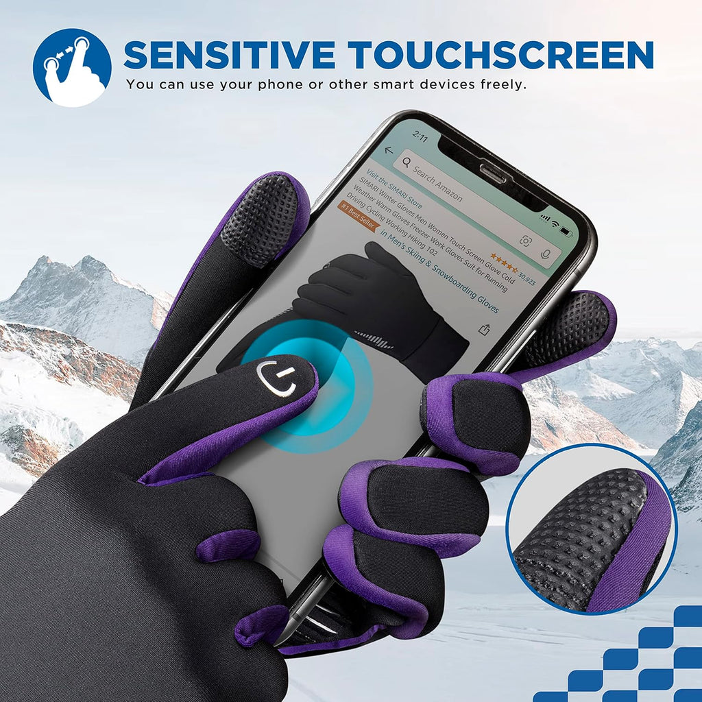 SIMARI Winter Thermal Gloves Men Women Touchscreen Anti-Slip Windproof Gloves Cold Weather Gloves for Driving Cycling Skiing Working Outdoor
