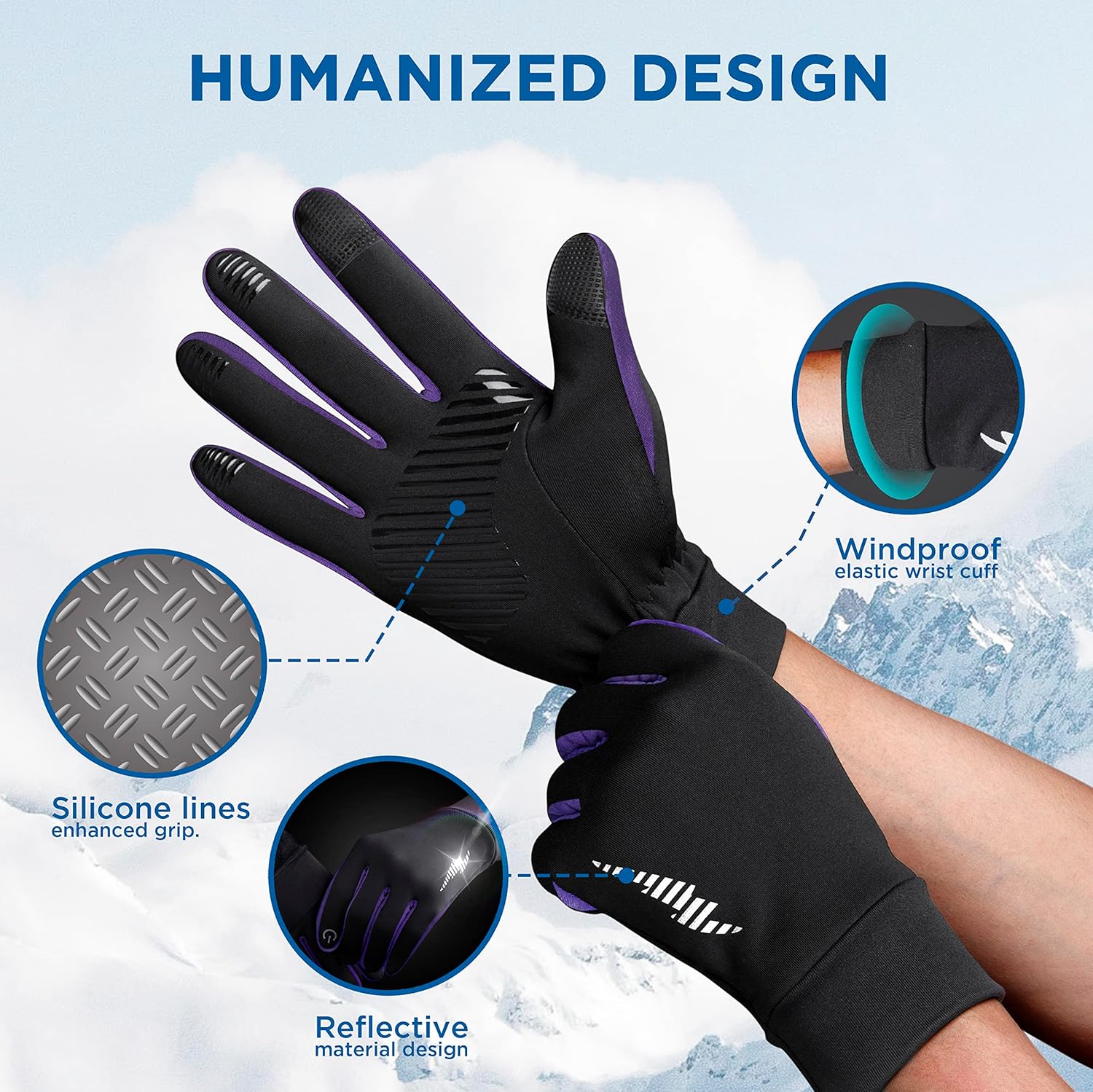 SIMARI Winter Thermal Gloves Men Women Touchscreen Anti-Slip Windproof Gloves Cold Weather Gloves for Driving Cycling Skiing Working Outdoor