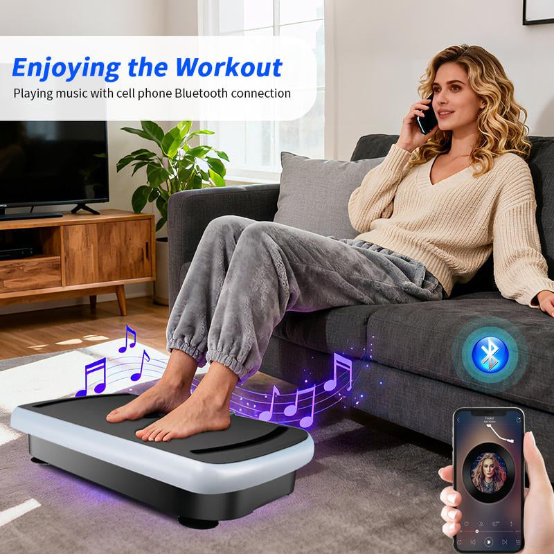 Vibration Plate Exercise Machine for Lymphatic Drainage Vibrating Plate Exercise Machine with Bluetooth and LED Display, 330 LBS Capacity Whole Body Workout Vibration Platform Workout Equipment for Women Men Home