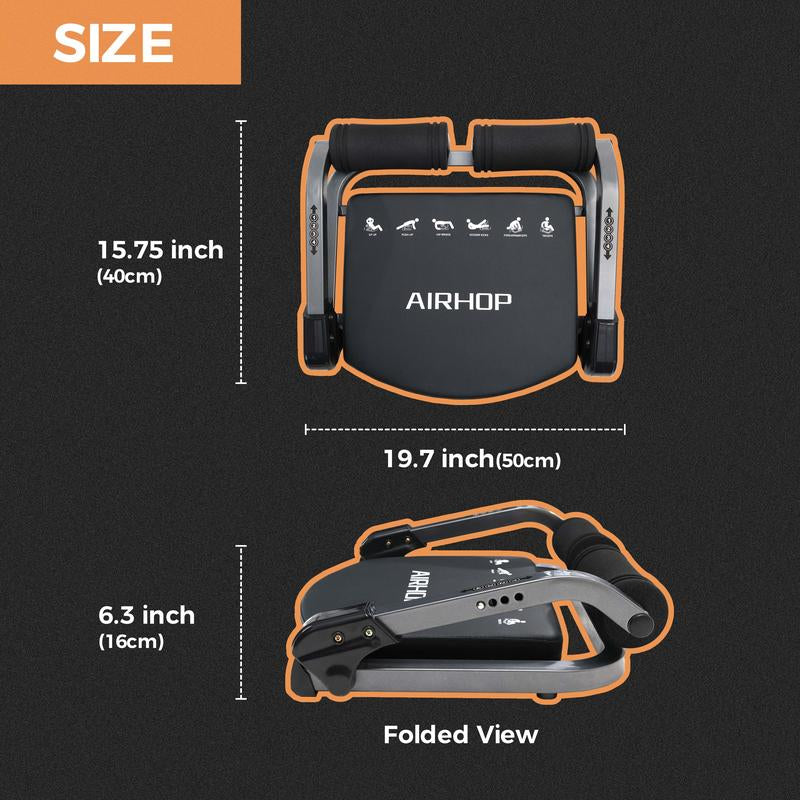 AIRHOP Ab Machine, Sit up Exercise Equipment for Ab Workout, Abdominal Exercise Equipment with 3 Adjustable Resistance and Automatic Rebound, Adjustable Ab Trainer Machine for Home Gym